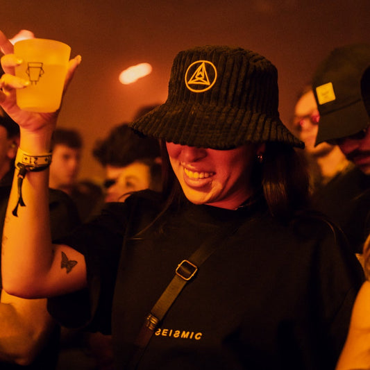 Black Corduroy & Topography Bucket Hat