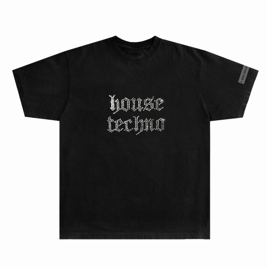 House Techno Rhinestone Tee (Black) *PRE-ORDER*