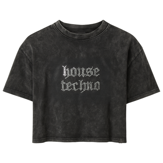 House Techno Rhinestone Crop Tee *RE-ORDER*